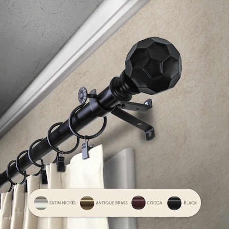 Kd 0.8125 in. Remi Curtain Rod with 66 to 120 in. Extension, Black KD3726020